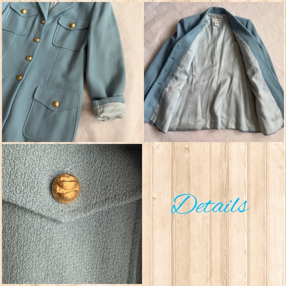 Neiman Marcus Wool Blend Light Blue Tweed Skirt Suit Luxury Blazer 8 Skirt 10 - Picture 8 of 16